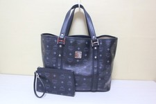 100% Authentic MCM Visetos Black Shopper Bag + Pouch picture