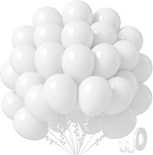 White Latex 50pcs Party Balloons, White Balloons 12 inch picture