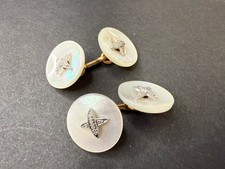 Rare Larter Mother Of Pearl Diamond Cufflinks With 14 kt Gold Link picture