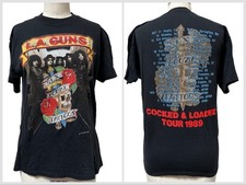 2 Sides LA Guns Cocked & Loaded Tour Rock Concert Black T-Shirt HRB870 picture