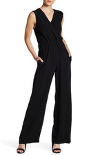 IRO Womens Black Nubia Cut Out Jumpsuit Size 40 Crepe Stretch Pockets Open picture