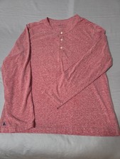 UNTUCKit Henley Shirt Mens Large Thermal Schrock Maroon Snap Button Long Sleeve picture