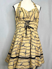 Women’s Beige/Black Hot Topic Music Notes Halter Sweetheart Fit & Flare Dress XL picture