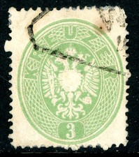 Austria 1858 First Issues 3 Kreuzer Green Scott #18 VFU D130 picture