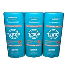 (3-Pack) Tom's Aluminium Free Deodorant, Sandalwood Vanilla, 3.25oz NEW picture