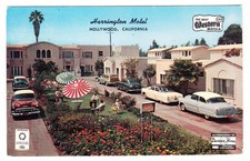 c. 1955-59 Harrington Motel Hollywood CA Sunset Blvd Cars Postcard Unposted picture