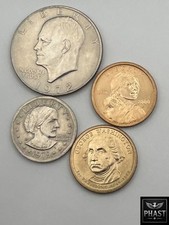 Old US Coin (lot of 4) Eisenhower, Susan B Anthony, Sacagewea, Presidential picture