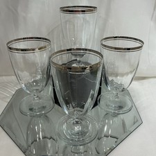 Mikasa STEPHANIE Platinum Rim Optic Rib 6” Ice Tea Glass Water Goblet - Set of 4 picture