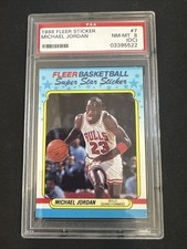 1988 Fleer Super Star Sticker - Michael Jordan #7 PSA 8 picture
