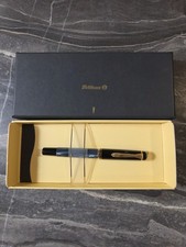Vintage Pelikan Souveran M600 Blue Stripe Fountain Pen 18K Gold Medium Nib Boxed picture
