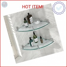 YorkHoMo Glass Corner Shelves Tempered Bathroom Eestantes para Baños with Rail W picture
