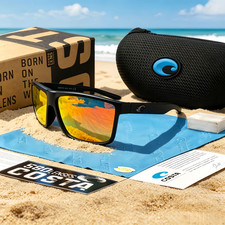 Costa Del Mar Rincon Sunglasses Black Frame Orange Mirror Polarized 580P picture