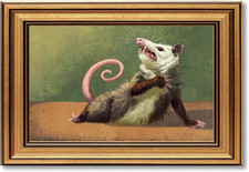 Gold Framed Funny Opossum Canvas Wall Art Humor Opossum Painting Picture Wall De picture