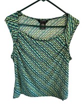 George Sleeveless Summer Top Blouse Womens 16 / 18 Green & Blue Stretch Business picture