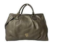MCM Metallic Dark Olive Green Large Convertible Triple Compartment Bag picture