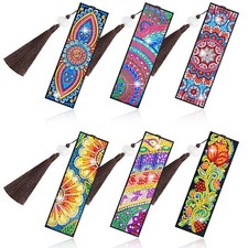 6pcs 5D Diamond Painting Bookmark Kit Page Marker with Tassel DIY Art Craft Gift picture