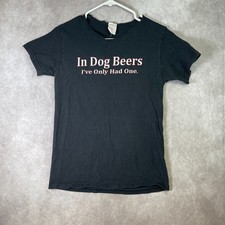 VINTAGE Dog Beers Shirt Adult Small Black Funny Distressed Graphic Tee Y2K 90s picture