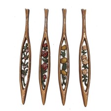 Vintage Sexton USA MCM Metal Four Seasons Floral Wall Plaques Set of 4 20 in picture