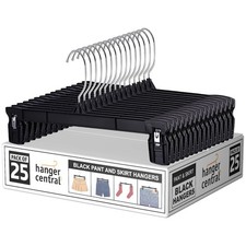 Hanger Central 25 Pack Black Plastic Pants Hangers with Extra Long Clips 12 inch picture