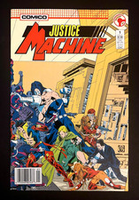 JUSTICE MACHINE #1 Hi-Grade Newsstand UPC Edition By Mike Gustovich Comico 1987 picture