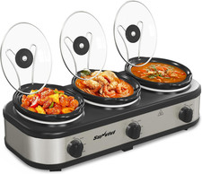 Triple Slow Cooker Buffet Server with 3 Temp Settings & Glass Lids, 4.5 Qt picture