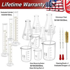 Set of 19,Laboratory Glassware Set Science Lab Chemistry Beaker 50/100/250/500ML picture