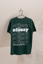 Stussy International Worldwide Tribe Men's Dark Green Tee Shirt Size L Guatemala picture