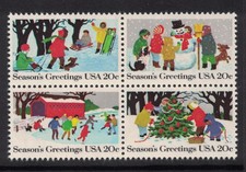 Scott 2027-30- Season's Greetings, Christmas, Block of 4- 20c MNH 1982- unused picture