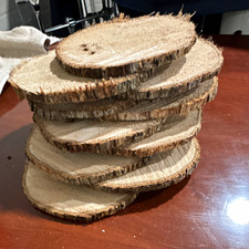 6” to 8” Unfinished Wood Round Slice Rounds with Bark Edges, 5 pieces picture