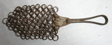VINTAGE ANTIQUE CHAIN MAIL SCRUBBER POT SCRUBBER ALL METAL HANDLE picture