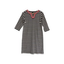 Talbots Shift Dress Women's Size Mp Blue Ivory Striped Short Pullover V-Neck picture