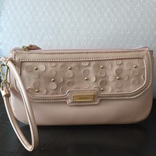 Nine West Pink Floral Wristlet Wallet, Zip Top, Wrist Strap, Studded Accents picture