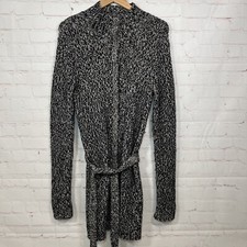 Theory Wool Alpaca Cardigan Sweater Womens Size Medium Gray Long Belted picture