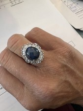 JTV Blue Sapphire & White Topaz Sterling Silver 925 Size 6 Ring picture