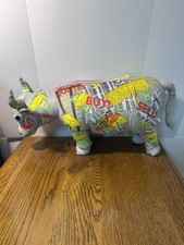 Vtg 2000 Cow Parade Stock Market Plush Cow Commonwealth Wall Street Buy Sell picture