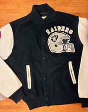 Los Angeles Raiders Vintage 80s Chalk Line Varsity Jacket - Wool & Leather picture