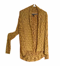 INC International Concepts Womens XL Metallic Chevron Knit Cardigan Gold picture
