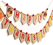 Happy Thanksgiving Burlap Banner Decorations, Happy Thanksgiving Garland Bunting picture