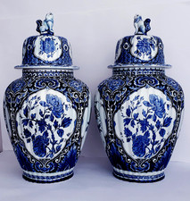 Antique DELFT XL GINGER JAR 18.5 INCHES LIDDED VASE - PETRUS REGOUT EXCELLENT picture