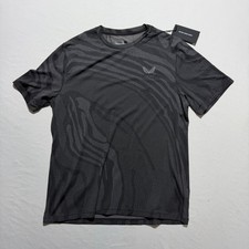 Castore Core Tech Tee Mens L Black Zebra Print Performance Shirt CMA30142 NWT picture