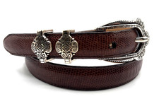 Brighton Women’s Leather Belt Small 28 Brown USA Made Southwest Cowgirl Conch picture