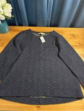 NWT LOFT Navy Gold Metallic Quilted Pullover Sweatshirt Women’s Size M picture