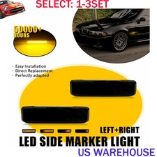 L&R For 1995-02 2003 BMW 5 Series E39 Smoked Dynamic Amber LED Side Markers 2-6X picture