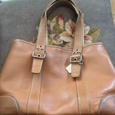 vintage coach handbag dark camel colored picture