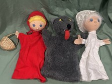 Vintage Czech Little Red Riding Hood Hand Puppets Set of 3 picture
