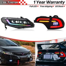 For 2006-11 Honda Civic 4Dr RGB LED Projector Headlights & Tail Lights Assembly picture