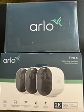 New Sealed Arlo Pro 4 2K  Spotlight Camera - White, Set of 3 Indoor Outdoor picture