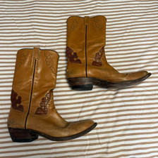 Vintage Rios of Mercedes Men’s Western Cowboy Boots Tan Leather 9.5 picture