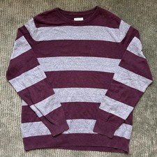 Sonoma Goods for Life Gray & Burgundy Striped Sweater – Women's Size L picture
