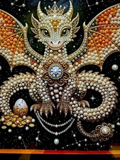 Framed Fantasy Dragon.  This is a Pearl painting done by me.  Finished to hang. picture